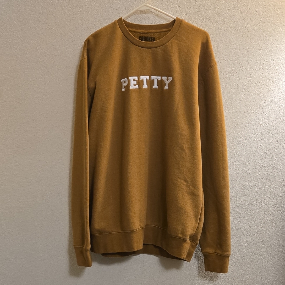 Crooked Crewneck Petty Sweatshirt - Khaki Tan - XL